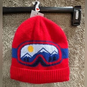 Cat & Jack Red Beanie with Mountain and Goggles Design